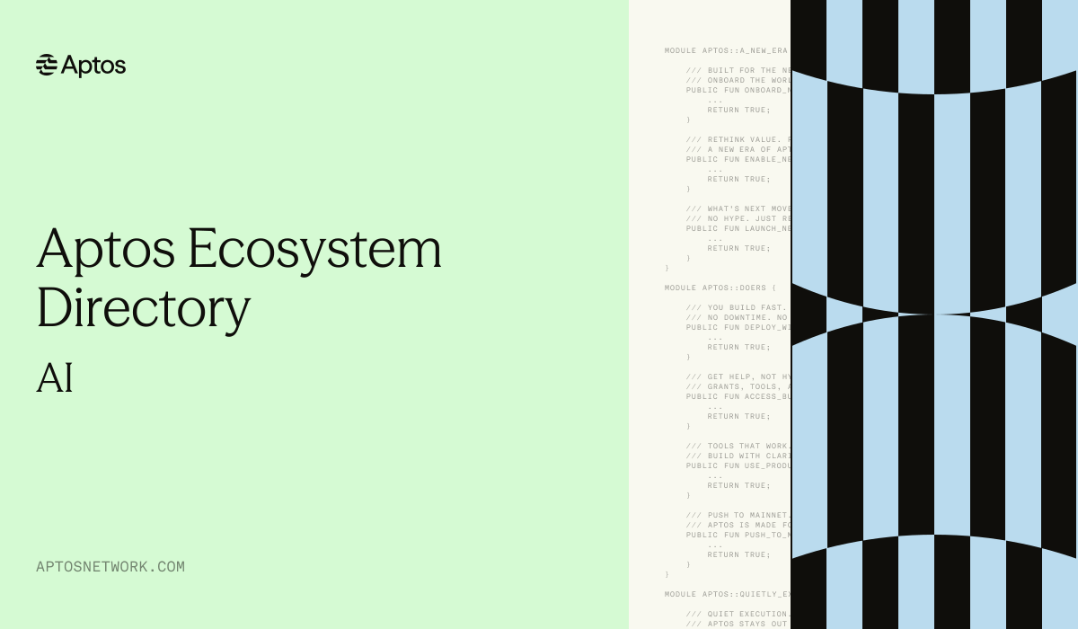 Aptos Ecosystem Directory | AI | Aptos Network