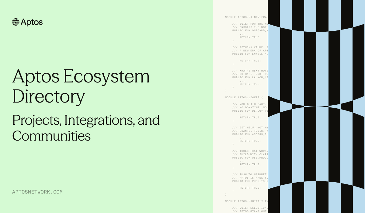 Aptos Ecosystem Directory | Projects, Integrations, and Communities ...